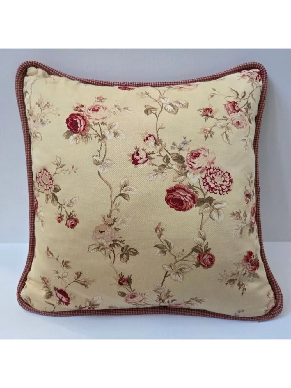 Waverly Sonata Harbor House Decorative Feather Pillow Red Floral 18